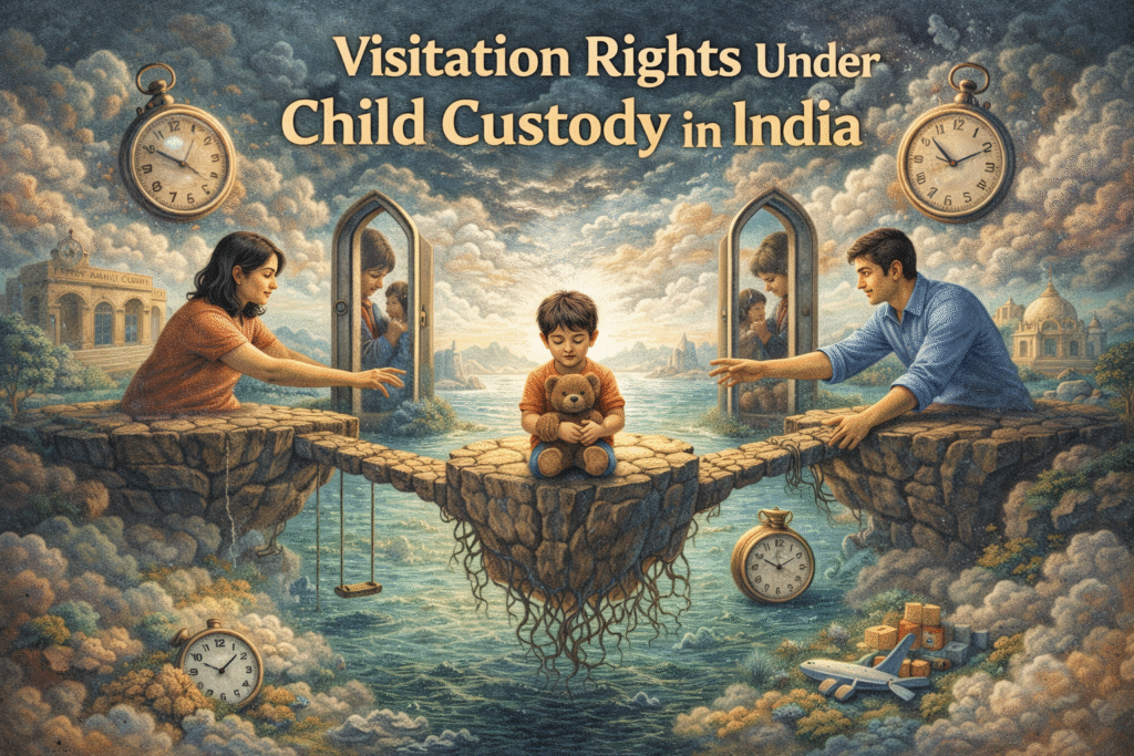 Visitation rights under child custody in India surreal illustration